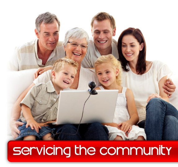 Family having fun on computer